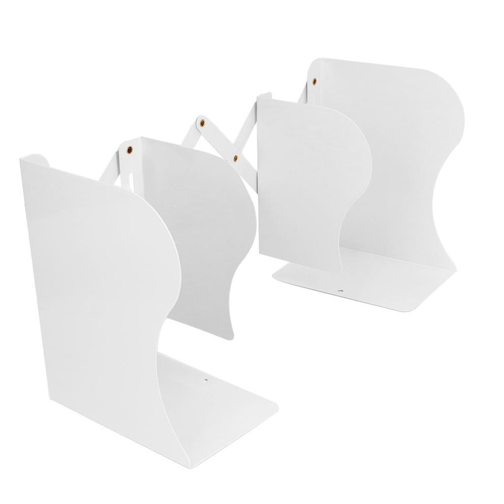 Bookends Retractable Flexible Cute Simple White Large Slim Design Metal Material Office Book