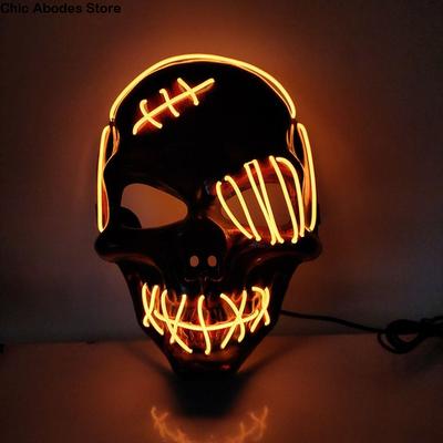 Funny Halloween Skull Glowing Mask PP Headwear Full Face Mask Cold Light Eye Mask Costume Props Gift