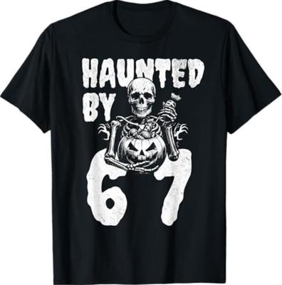 Funny Halloween Skeleton Haunted By 6 7 Meme T-Shirt Unisex T-Shirt