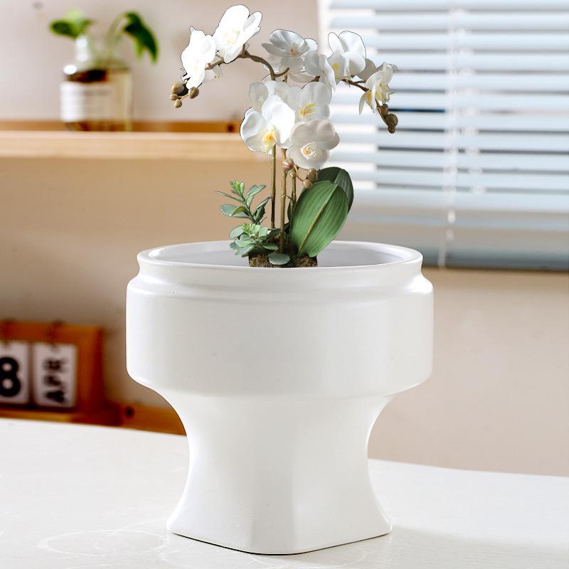 Large Creative Ceramic Flower Pot with Tray - Ideal for Chlorophytum & Succulents