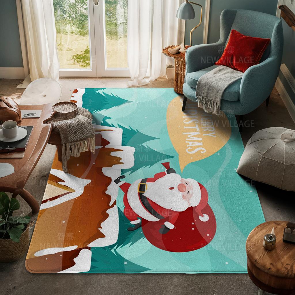 House Entrance Carpet Home Door Mat Living Room Bath Foot Bathroom Non-slip Water Absorption Rugs Bath Merry Christmas Winter