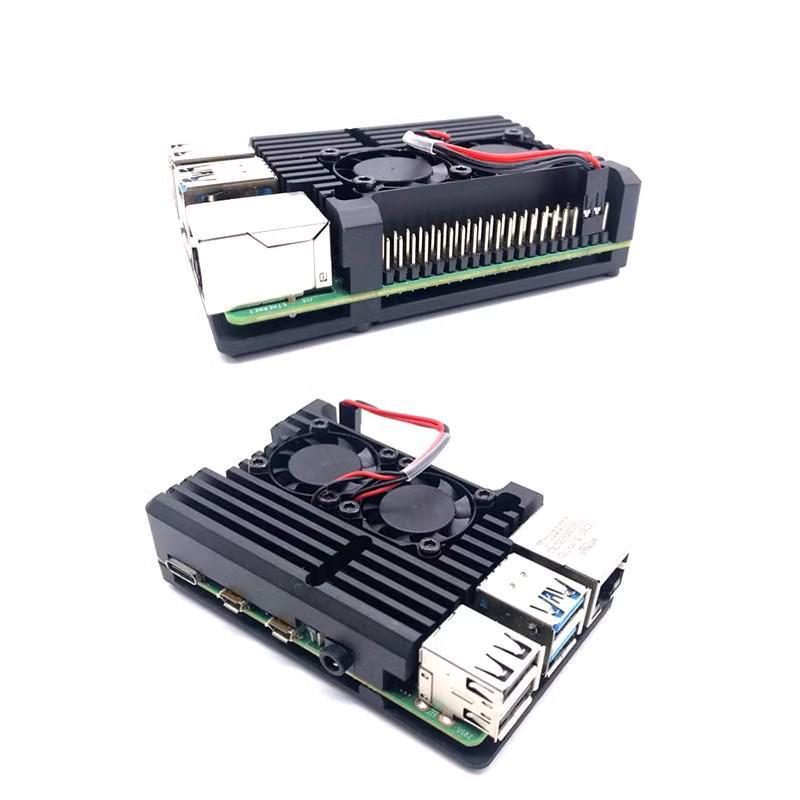 Raspberry Pi 4 Model B Aluminum Alloy Dual-Fan Heatsink Case