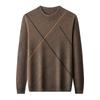 Hengyuanxiang Men's 100% Lamb Wool Semi-High Collar Pullover Sweater