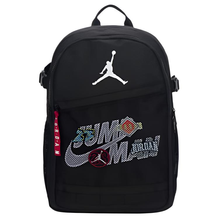 Jordan 24L Logo Simple Large Capacity Polyester Backpack Unisex Backpack Black JD2613100GS-002 Jet Black