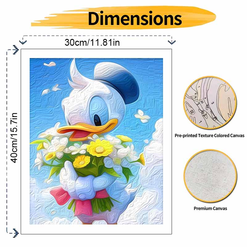 Disney Paint By Number Kit Donald Duck Flowers Drawing Canvas DIY Picture Home Decor Artistic Craft Gifts For Adults Wall Art Decor