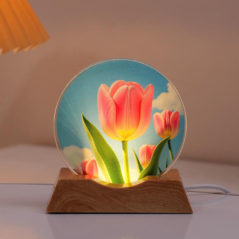Crystal Disc Luminous Night Lamp Bedside Lamp Ambient Desk Lamp Creative Gift Desktop Decoration Ornament
