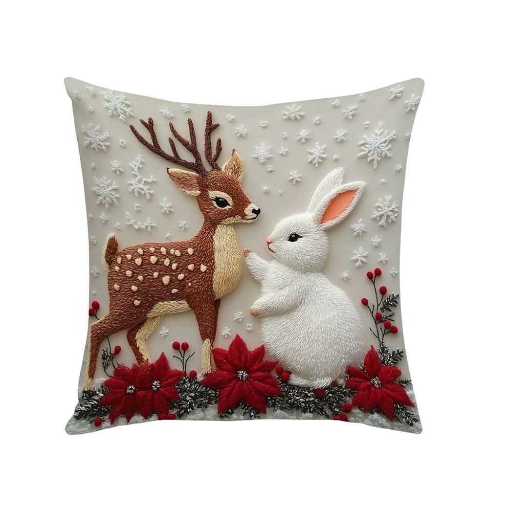 45см Мультяшная Рождественская Наволочка с Оленем и Кроликом Санта Клаус Чехол для Подушки на Диван Домашняя Кровать Автомобиль Чехол для Подушки Веселого Рождества Вечеринка Декор