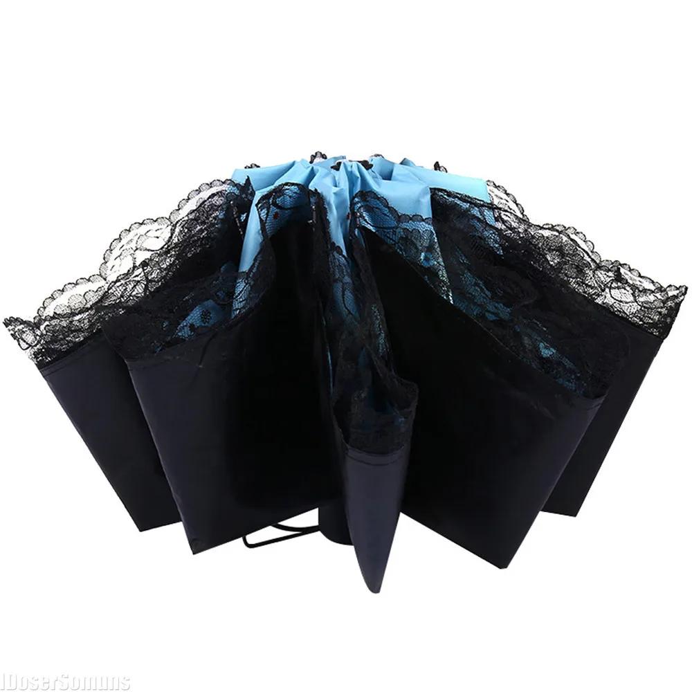 Butterfly Lace UV Umbrella Paraguas Manual for Woman Rain and Sun Gift New