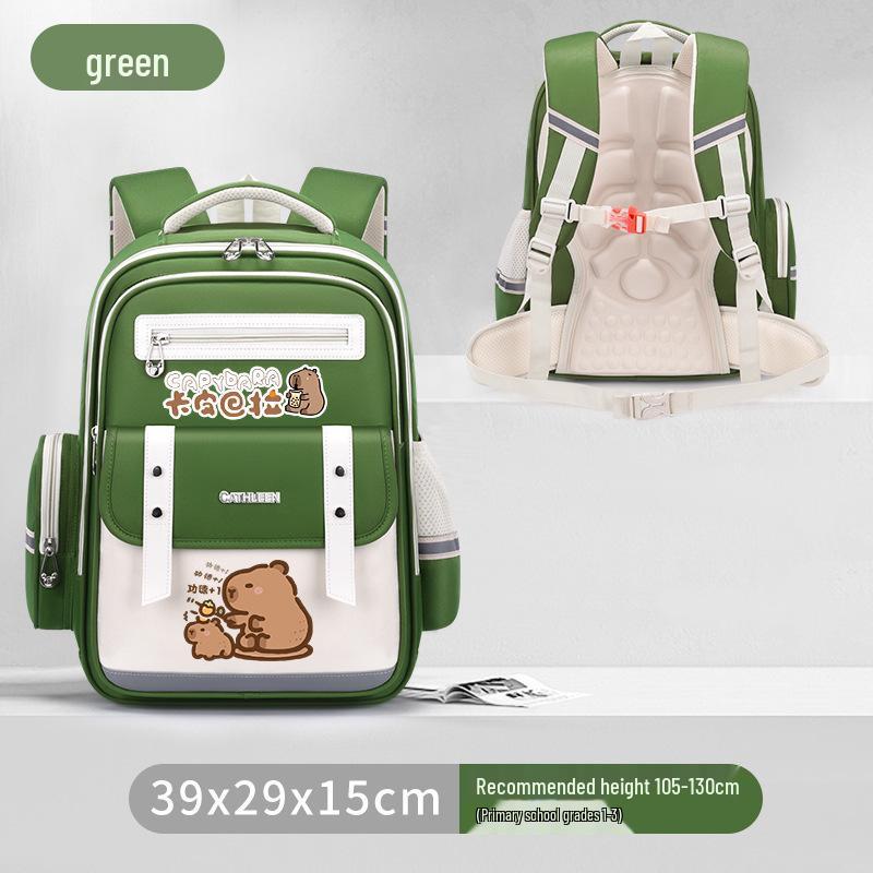 Capybara Oxford Spine-Support Backpack for Grades 1-6: Boys & Girls School Bag