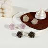 Korean Elegant Light Luxury Coco Dreamy Color Block Rose Flower Transparent 3D Earrings