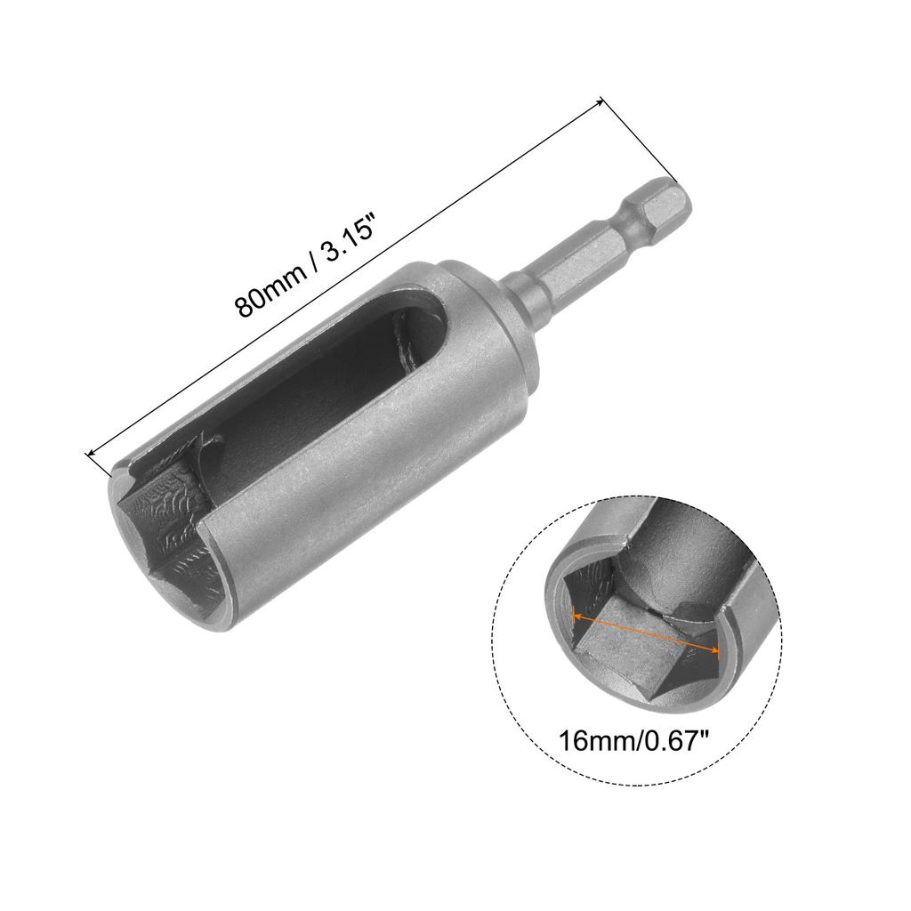 1pc 65/80/100mm Long 10/12/13/14/16/17/19mm Hex Nut Socket Slotted Extension Driver Bit Adapter 1/4" Hex Shank Cr- V