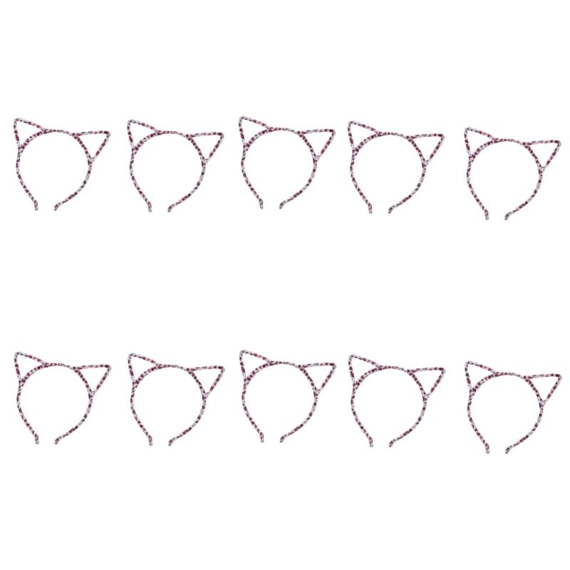 10Pieces Cats Ear Hairhoop Hair Styling Ornament Bendable Hairband For Kids Adults Theme Parties And Everyday Wear