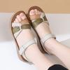 Top layer cowhide mom sandals for women's summer new soft bottom, non slip, comfortable, versatile leather flat sandals