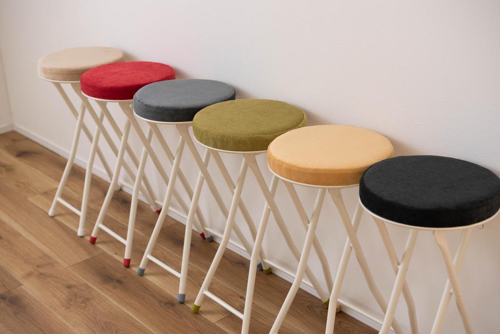 Azumaya-kk Folding High Stool PC-34DGY W30 X D31.5 X H60 (Folded: W30 X D9 X H80)