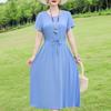 Elegant Women's Summer Dress Plus Size Short Sleeve Casual Long Dresses Vintage Clothes