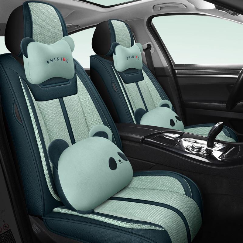 Linen Car Seat Cushion for Tiida, Qashqai, Sylphy, Teana, Sunny, Livina & Bluebird - Full Coverage