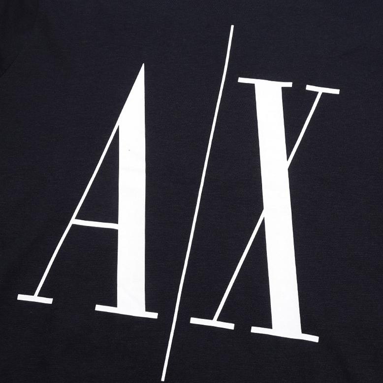 Armani Exchange SS22 Letter Logo Print Crew Neck Short Sleeve T-Shirt Men tops Navy-Blue 8NZTPA-ZJH4Z-1510