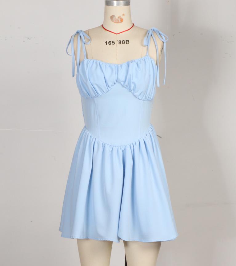 Spring/Summer Fashion: Sexy Strapless Waist-Cinching Lace-Up Short Dress for Women