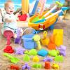 Kids' Beach Toy Set: Car, Bucket, Shovel, Hourglass, and Sand Tools for Water and Sand Play.