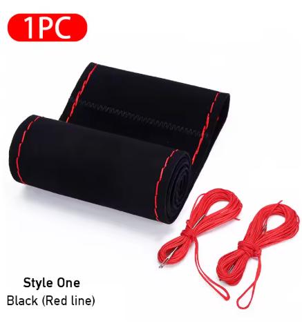 Premium Fur Steering Wheel Cover Universal Car Steering Wheel Braid Cover with Needles and Thread Anti Slip Interior