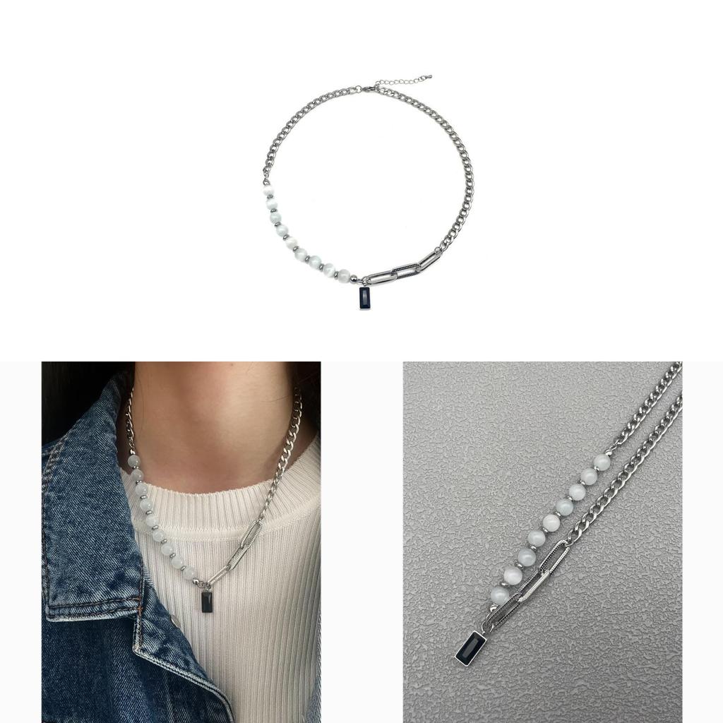 Unique Geometric Locking Chain Necklace Crafted From Stainless Steel For Casual Wear