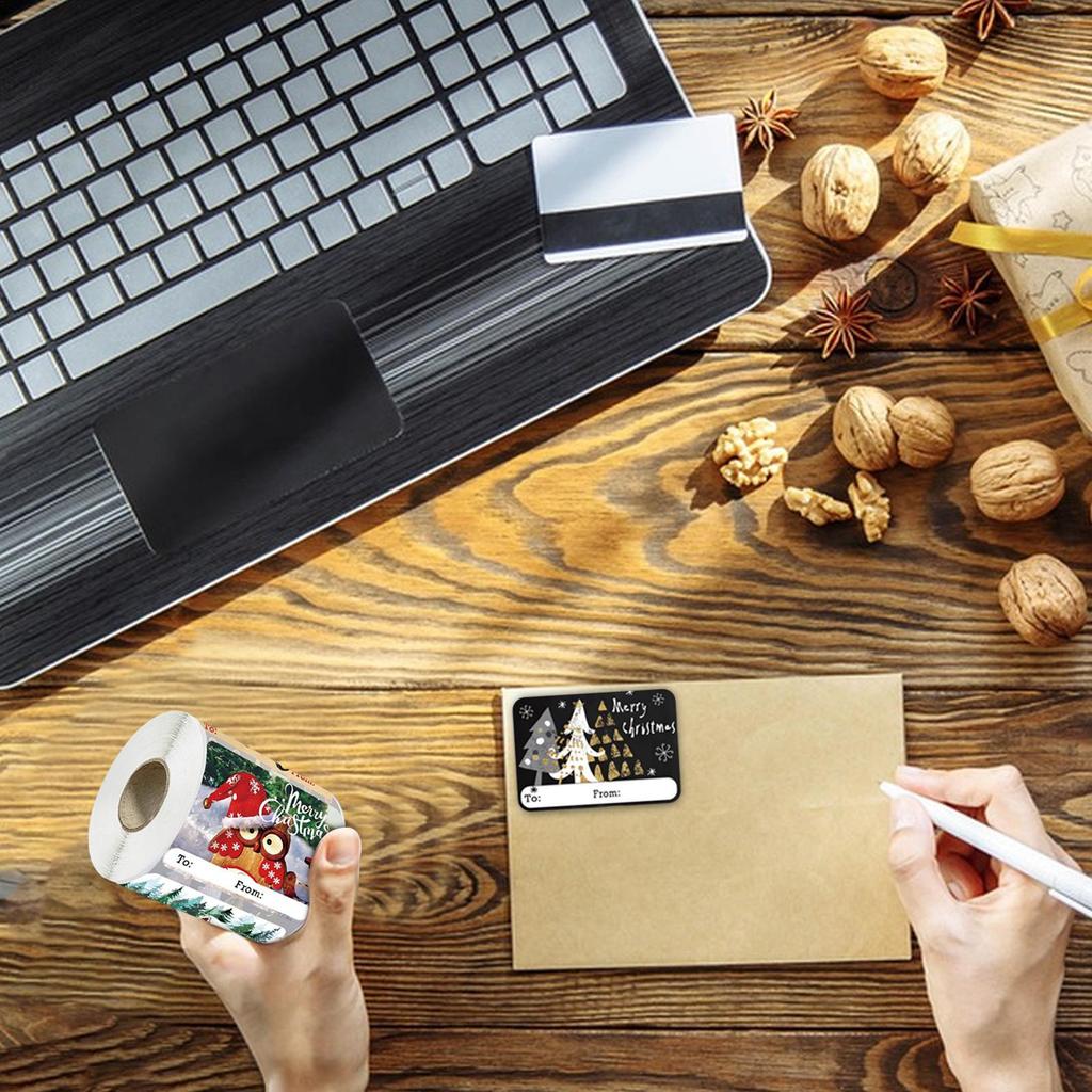 Christmas Tags 250 Piece Cartoon Self-Adhesive Labels Christmas Stickers For Cards For Wrapping Paper Bags Stockings Tree