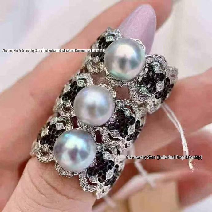 

8 мм Ярко-серебристо-синий барочный жемчуг Позолоченное регулируемое кольцо Other фиолетовый