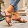 New square head casual high-heeled woven slippers women's fashion one-pedal beach slippers