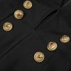 Sexy Deep V-Neck Black Dress with Button Detail & Slim Fit Short Sleeves