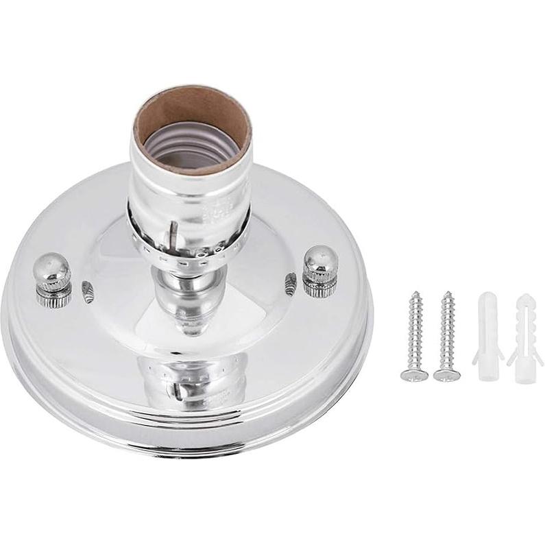 

Lamp Holder, E26/E27 Retro Electroplating Iron Lamp Holder Industrial Decorative Lighting Screw Light Bulb Holder Base (Black) серебряный