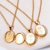 Gold Color Elliptic Sun Moon Eye Pendant Necklace Stainless Steel Geometric Opening Closing Photo Box Choker Trendy Jewelry