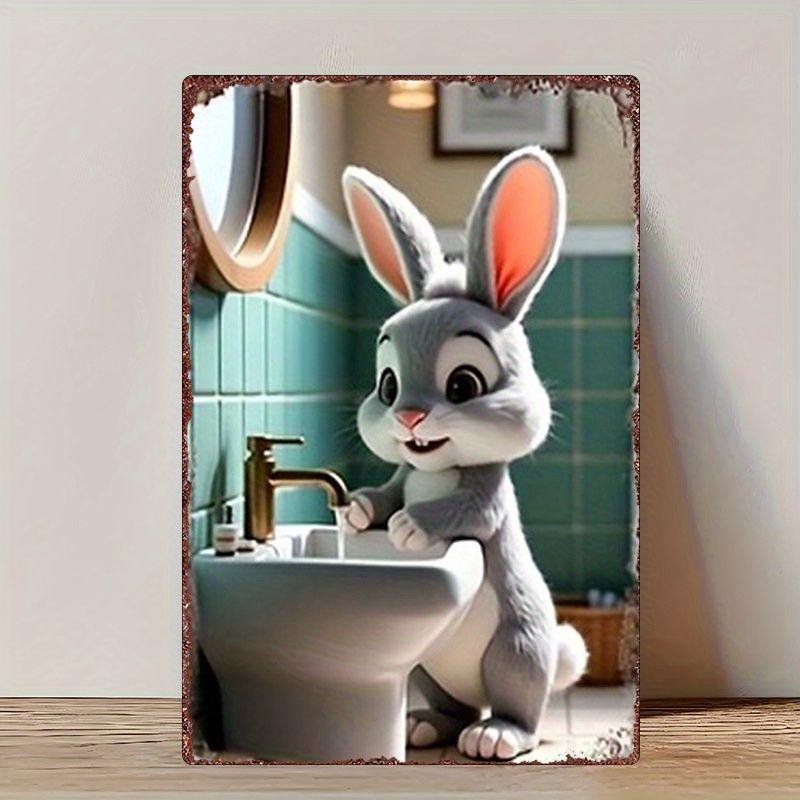 Vintage Metal Sign Funny Animal Bathroom Wall Decor Home Art Tin Plate
