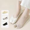 1/3 Pairs Women's Toe Splitting Invisible Boat Socks Ice Silk Non-Slip Low Cut Thin Breathable Sweat Absorbing Socks