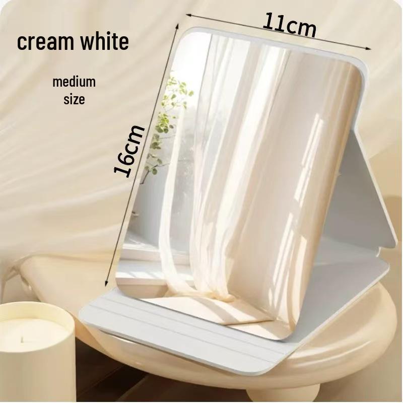 LED Lighted Portable Makeup Mirror - Folding Vanity Mirror for Dorm or Office Desk 14.5x19.5cm