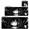 Dziewczyna Anime Czarno-Biała Podkładka pod Mysz Duża Gamingowa Antypoślizgowa Podkładka pod Mysz XXL Akcesoria do Komputera Laptop Mata na Biurko Zablokowana Krawędź Dywanik pod Mysz