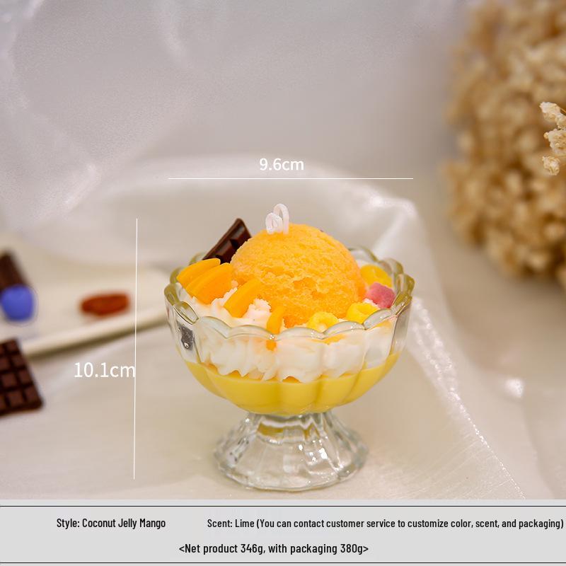 Handmade Scented Soy Wax Candle in Fruit Ice Cream Glass - Birthday Gift & Ornament