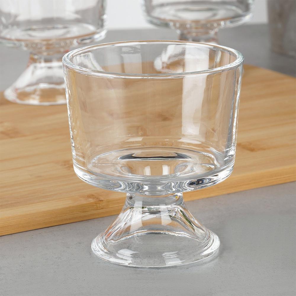 6x Glass Cups on a Stand for Ice Cream Desserts 290 ml