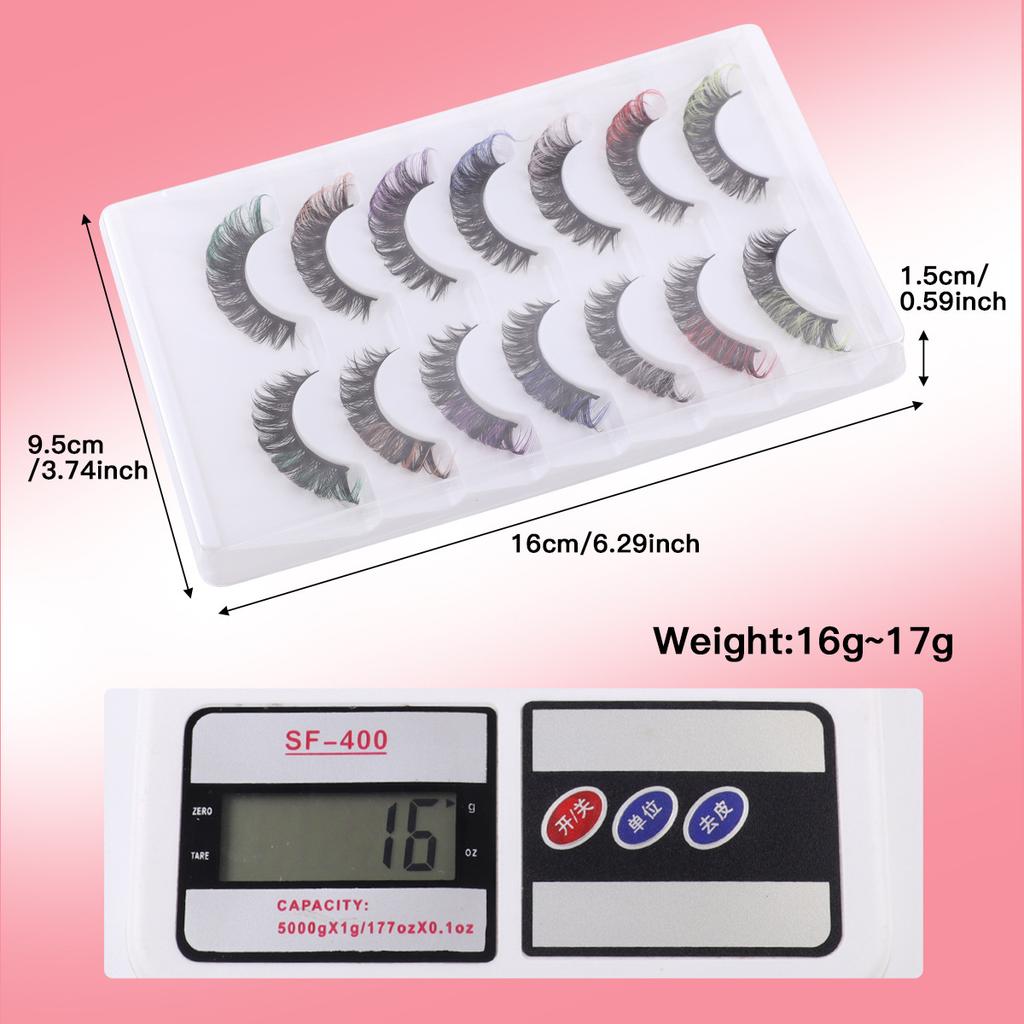 7 Pairs Of Colored End-Of-Eye Lengthened False Eyelashes, Naturally Thick, Japanese Light And Breathable, Reusable