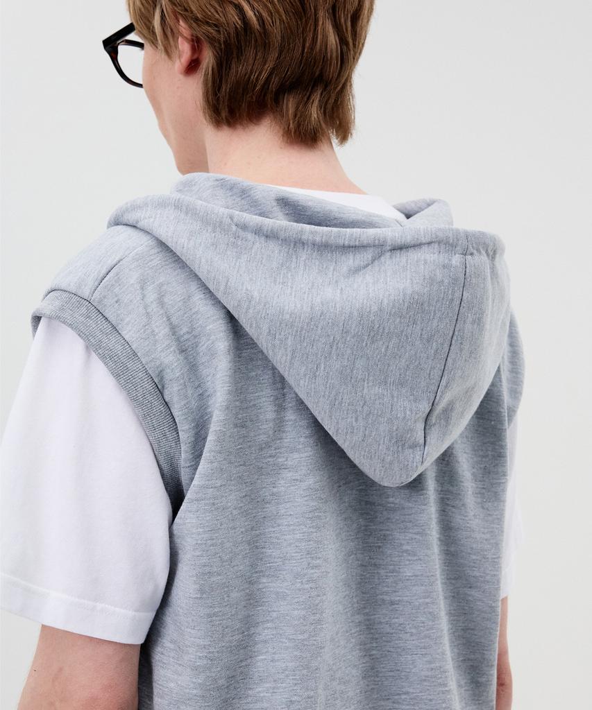Topboy Basic Standard Double-Sided Sleeveless Zip-Up Hoodie Gray