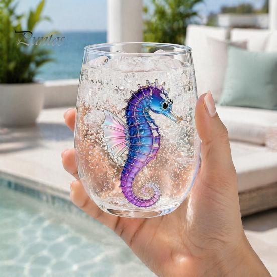 Novedad Vaso de Agua y Jugo con Base de Pulpo, Copa de Vino sin Tallo, Impresión 3D de Animal Marino, Cristalería con Temática Oceánica para Bar, Cristal de Borosilicato, para Cócteles