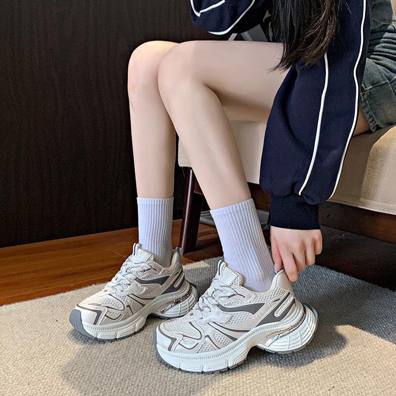 2025 spring and autumn explosion 6.5cm retro mesh outdoor height increase versatile platform casual sports shoes dad shoes