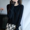 Spring and Autumn New Round-neck Knitted Sweater, Long-sleeved Women's Lace Crocheted Sweater Base Layer Top