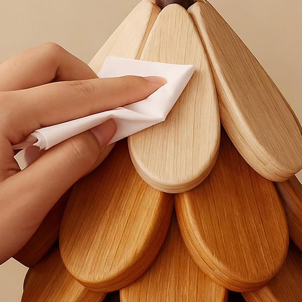 4pcs Christmas Tree Coaster Set Anti-scald Walnut Wood Tree Trivet Set Tree-shaped Foldable Kitchen Wooden Trivet for Desk Decor