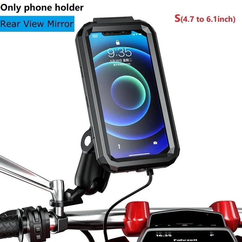 Uchwyt na telefon motocyklowy Wodoodporna obudowa Uchwyt na telefon rowerowy 1-calowy wspornik kulowy na kierownicę Uchwyt na telefon Podwójne ramiona z gniazdem Aluminiowa podstawa