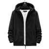 Men's Autumn Solid Color Thickened Fleece Sweatshirt Youth Oversized Cardigan Hooded Sweatshirt