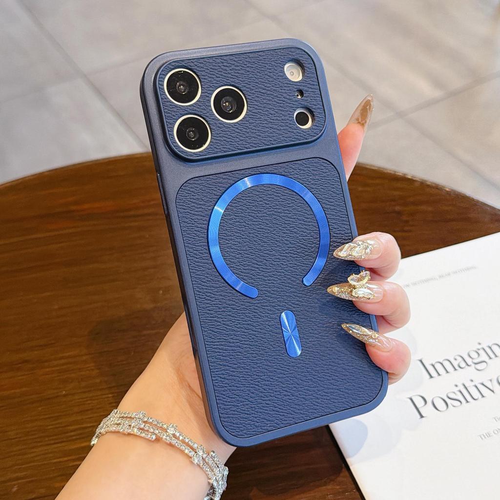 Lychee Pattern Magnetic Case for iPhone 17 Pro Max, 16 Color Protective Cover with Large Window, Instant Change Compatible