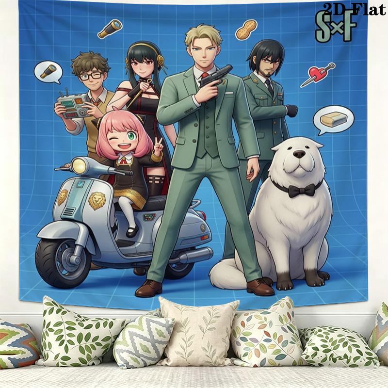 Spy Family Wall Tapestry Aesthetic Wall Hanging Printed Fabric Blanket Decorative Tapestries For Bedroom Living Room Home Decor