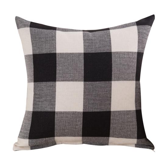

45 см клетчатый принт льняной квадратный наволочка наволочка домашний декор черный белый