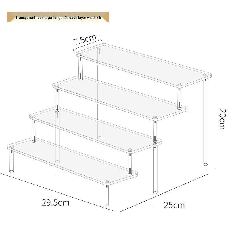

Акриловая трехъярусная ручная стойка для кукол Pop Mart, косметики Jasmine, кошельков и ювелирных изделий 4-layer 30cm standard