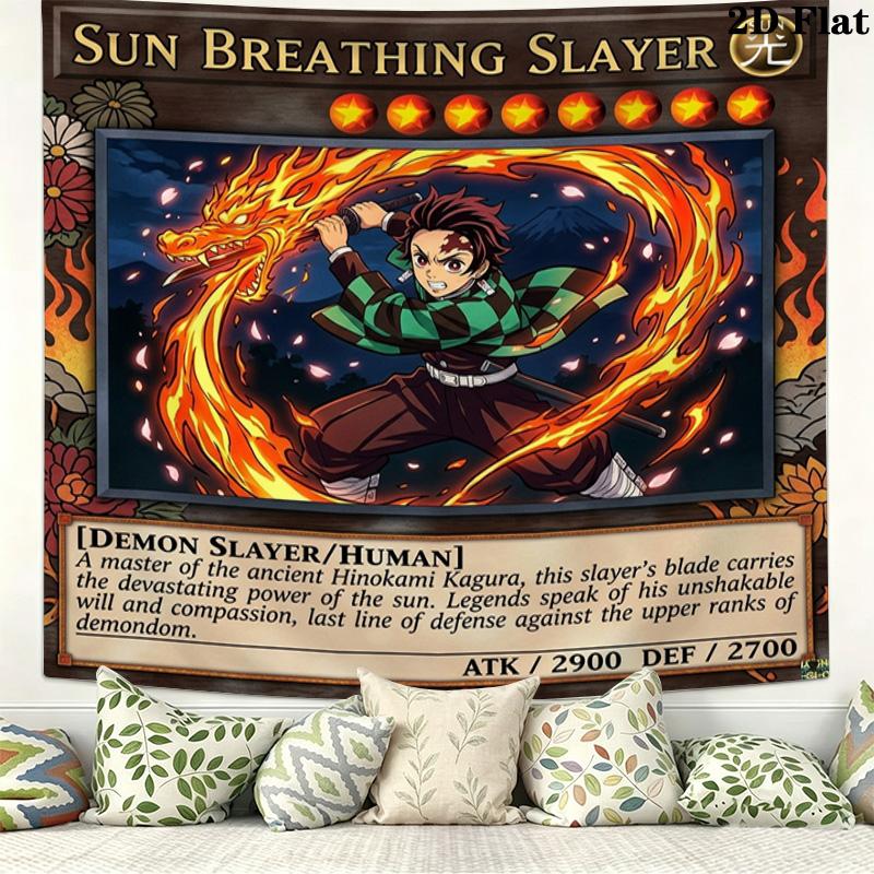 Demon Slayer Kimetsu No Yaiba Wall Tapestry Aesthetic Wall Hanging Printed Fabric Blanket Decorative Tapestries for Bedroom Living Room Home Decor